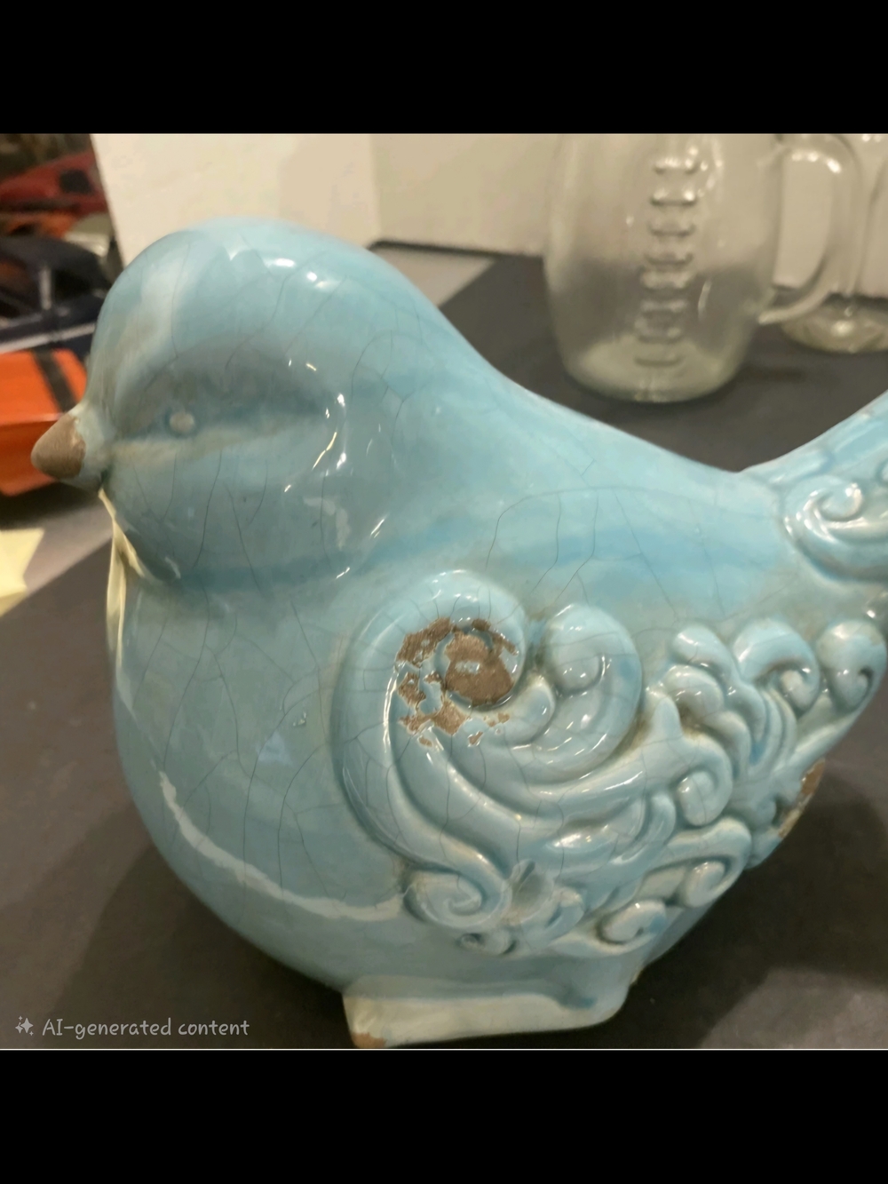 Ceramic Decorative Blue Bird Figurine - Turquoise Accent